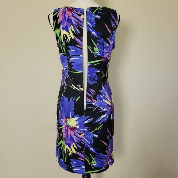 EUC Connected Apparel 6 Bodycon Dress Back Zip Back Slit Vibrant Multicolor - Picture 9 of 16
